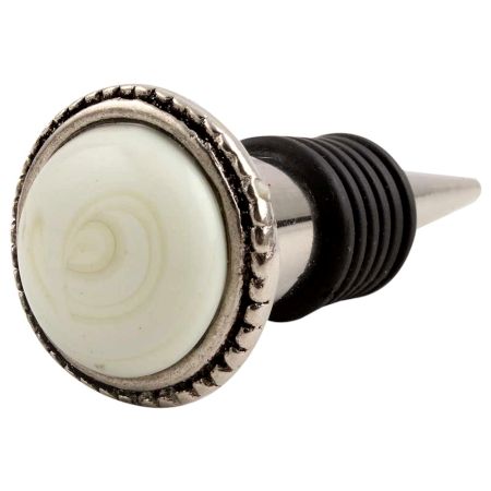 Cream Wheel Floral Glass Wine Stopper