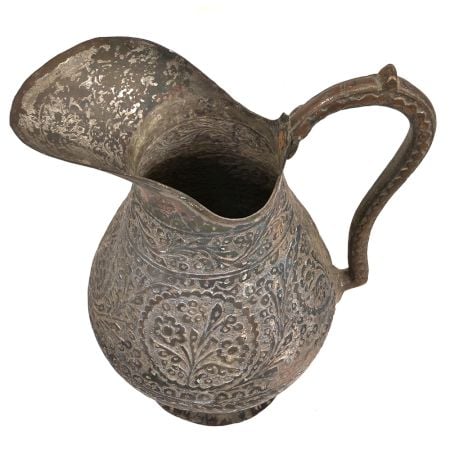Copper Vintage Floral Engraved Jug