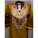 Golden Yellow Summer Kashmiri Embroidered Long Kurti