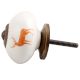 Orange Standing Rein Deer Pattern Ceramic Cabinet Knob Online