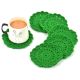 Green Round Woolen Handmade Coasters Pack of 6
