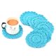 Sky Blue Round Handmade Woolen Coasters Pack Of 6
