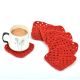 Red Square Handmade Woolen Coasters Pack Of 6