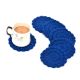 Dark Blue Round Woolen Handmade Coasters Pack Of 6
