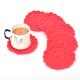 Dark Pink Round Handmade Woolen Coasters Pack Of 6
