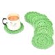 Grass Green Round Handmade Woolen Coasters Pack Of 6