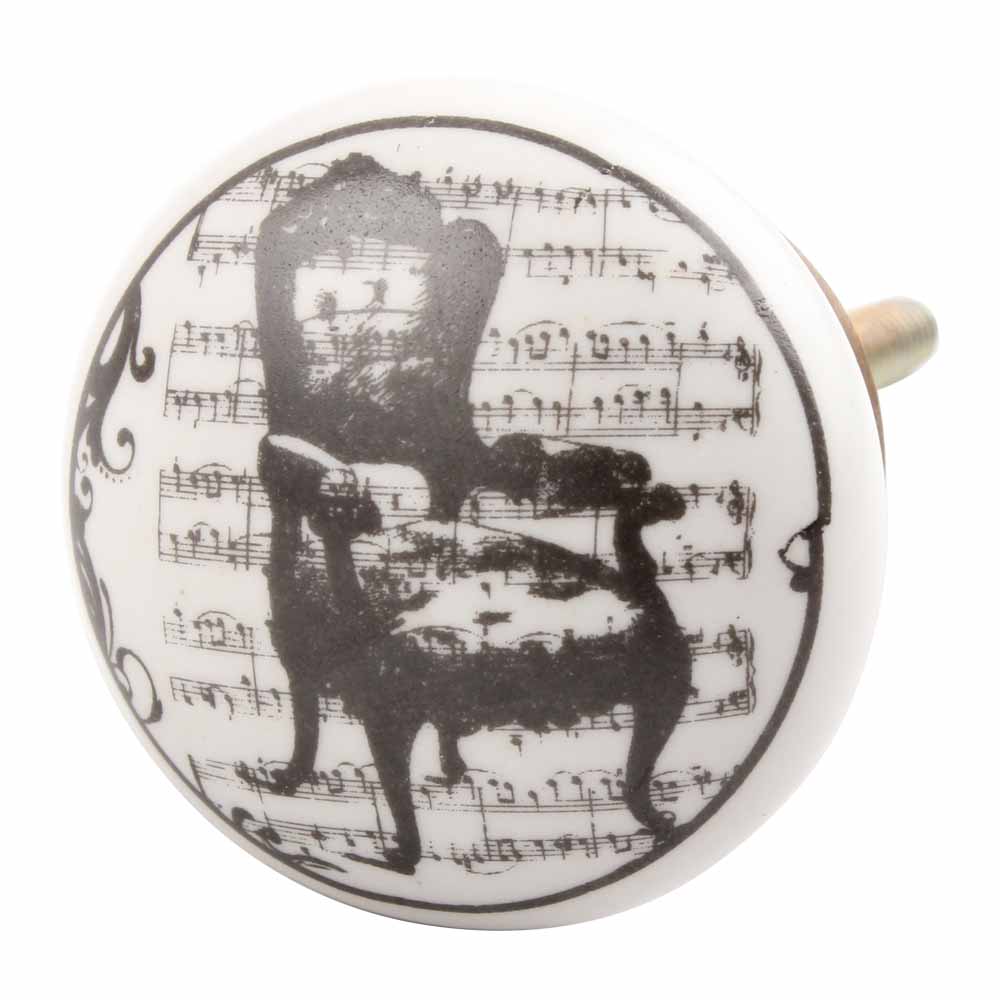 Black Chair Flat Ceramic Drawer Knob