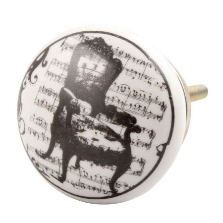 Black Chair Flat Ceramic Drawer Knob