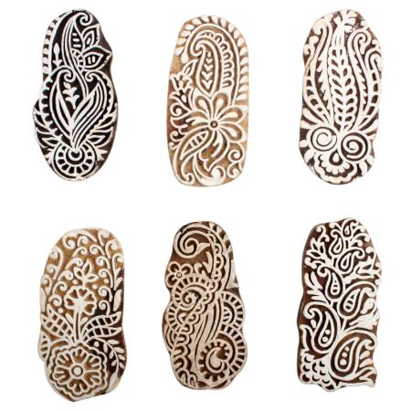 Set of 6 Piece New Mix Wooden Printing Block