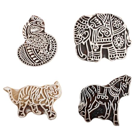 Set of 4 Piece New Mix Wooden Printing Block