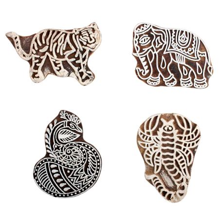 Set of 4 Piece New Mix Wooden Printing Block