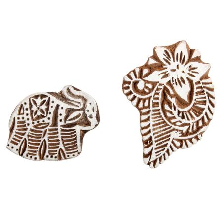 Set of 2 Piece New Mix Wooden Printing Block