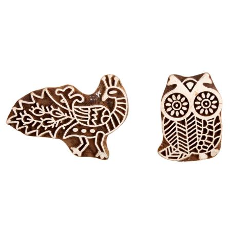 Set of 2 Piece New Mix Wooden Printing Block