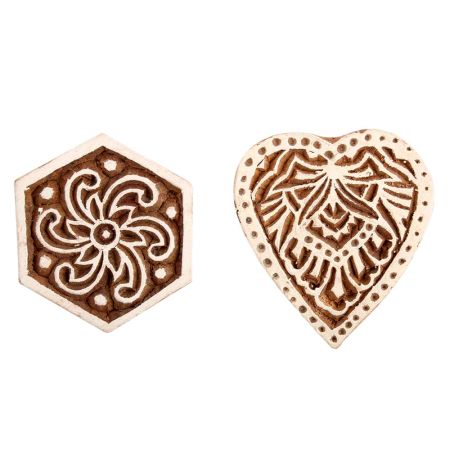 Set of 2 Piece New Mix Wooden Printing Block