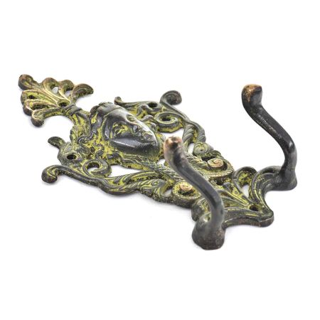 Bronze Wall Decorative Hooks with Green Patina with 2 Hooks