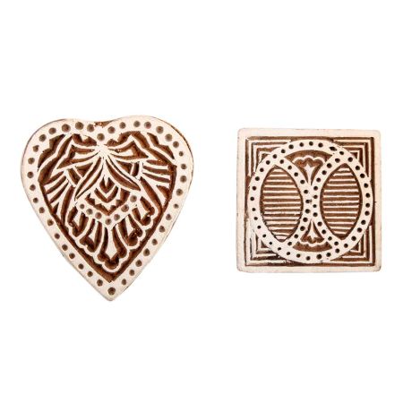 Set of 2 Piece New Mix Wooden Printing Block