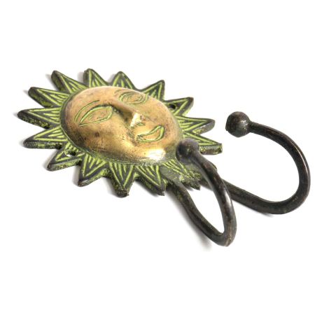 Brass Sun Hooks with 2 Hooks and Patina