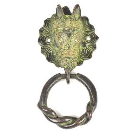 Brass Horse Door Knocker With Patina