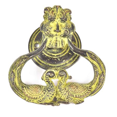 Brass Door Knocker With Green Patina