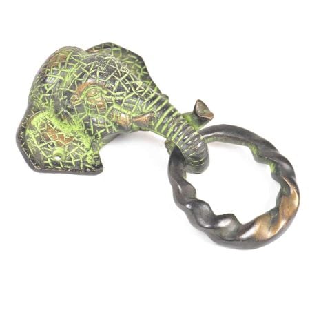 Brass Elephant Door Knocker With Patina