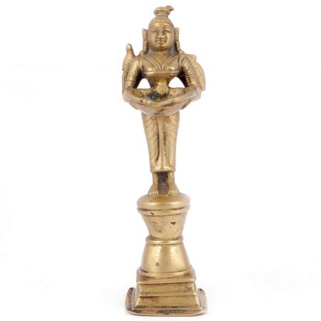 Bronze Dancing Lady Oil Lamp on a Raised Platform