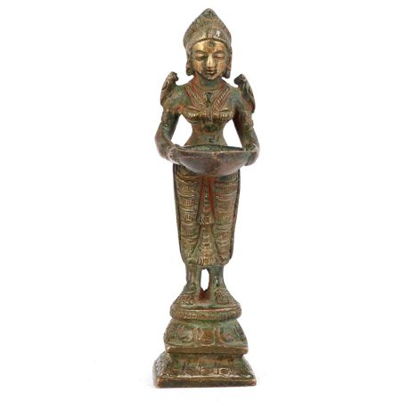 Bronze Lady Holding a Diya