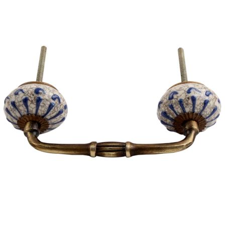 Blue Wheel Crackle Ceramic Bridge Handle