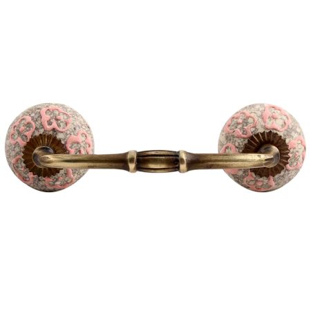 Pink Floral Crackle Ceramic Bridge Handles