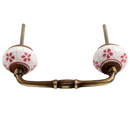 Pink Floral Crackle Ceramic Bridge Handle