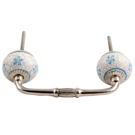Turquoise Floral Crackle Ceramic Bridge Handle