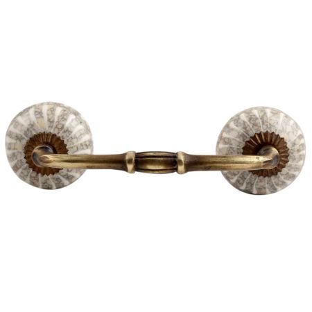 White Crackle Wheel Ceramic Bridge Handle