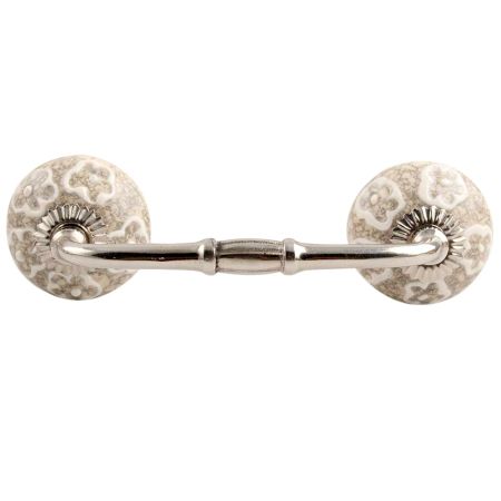 White Floral Crackle Ceramic Bridge Handle