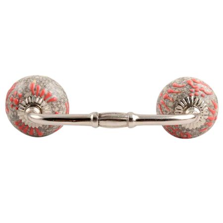Pink Floral Crackle Ceramic Bridge Handle