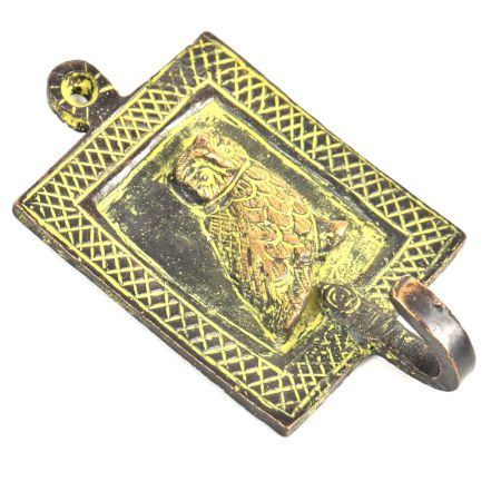 Brass Owl Engraved Patina Framed Wall Hook