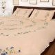 Sun Tan Cotton  Blue Petals Floral Double Bedsheet With Two Matching Pillow Covers