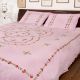 Baby Pink Cotton Double Pink Floral Petals  Designer Bedsheet With Two Pillow Covers