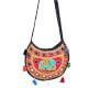 Navy Blue Red Semi Circle Elephant Embroidered Sling  Bag