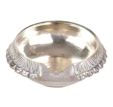 Etched Brass Kuber Diya With Silver Polish