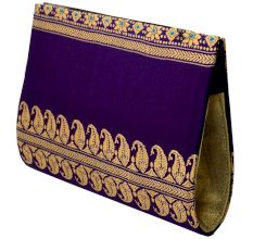 Violet Baluchari Pure Silk Clutch Bag