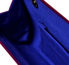 Navy Blue Pink Border Mythological Weave Pure Silk Baluchari Clutch Bag