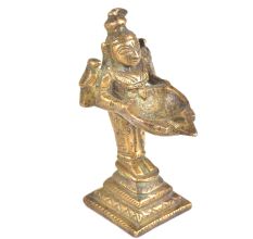 Brass Lady Holding Oil Lamp Diya