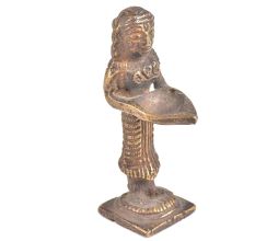 Brass Lady Holding A Diya In Her Hands Oil Lamp