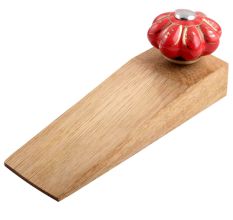 Red Golden Leaf Big Ceramic Wooden Door Stopper