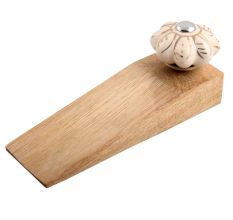 Cream Golden Leaf Big Melon Ceramic Wooden Door Stopper