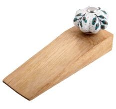 White Green Leaf Melon Ceramic Wooden Door Stopper