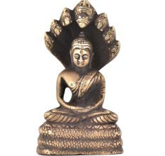 Bronze Buddha Sitting Under Snake Hood