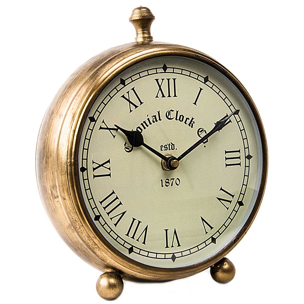 SWHF Colonial Desktop Clock Antique Gold 6 Inches