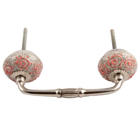 Pink Round Crackle Ceramic Bridge Handle