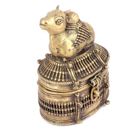 Bronze Dhokra Art Jewellery Box With A Nandi