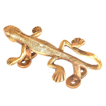 Brass Lizard Door Handle and Wall Hook